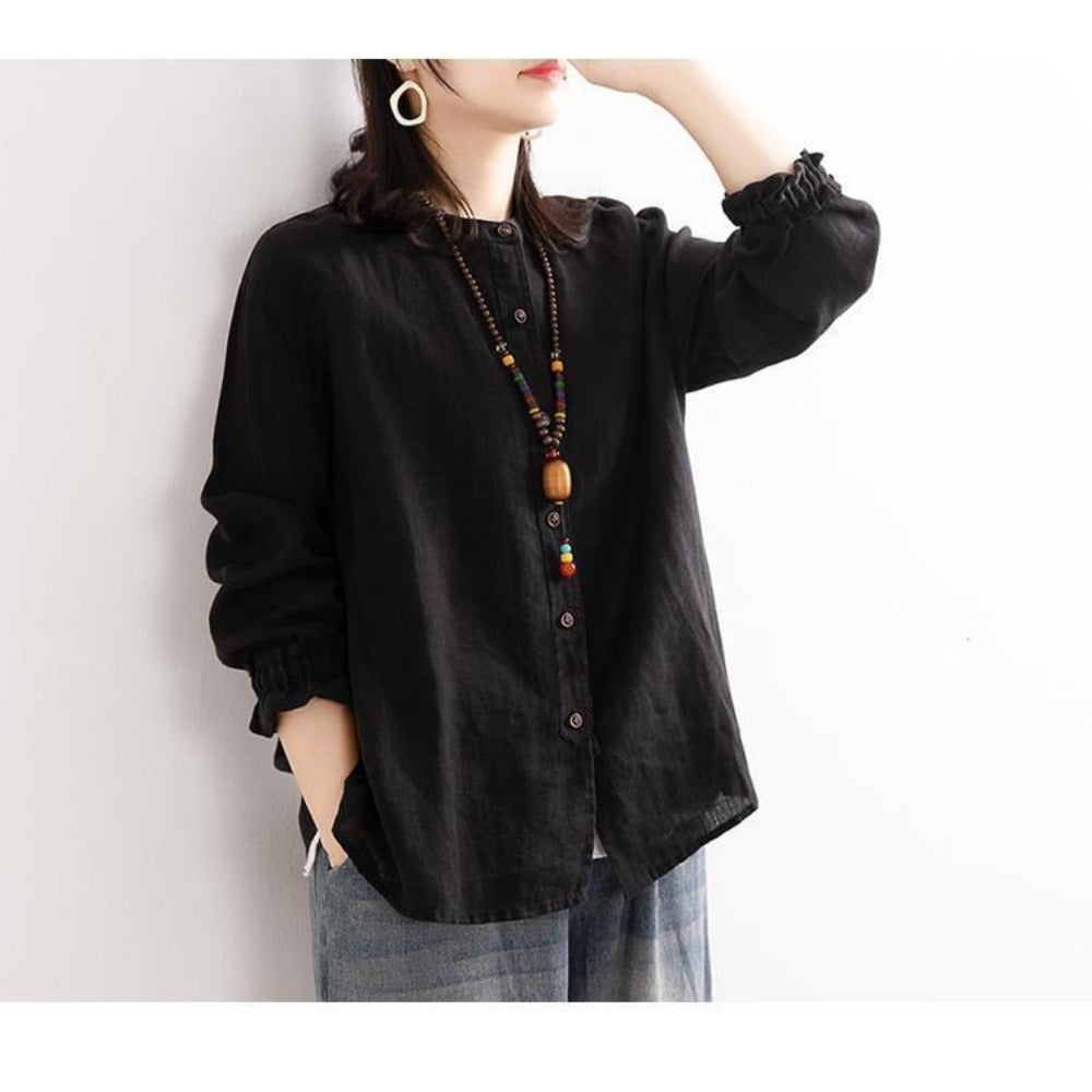 Long Sleeve Button Up Blouse for Women - Viola