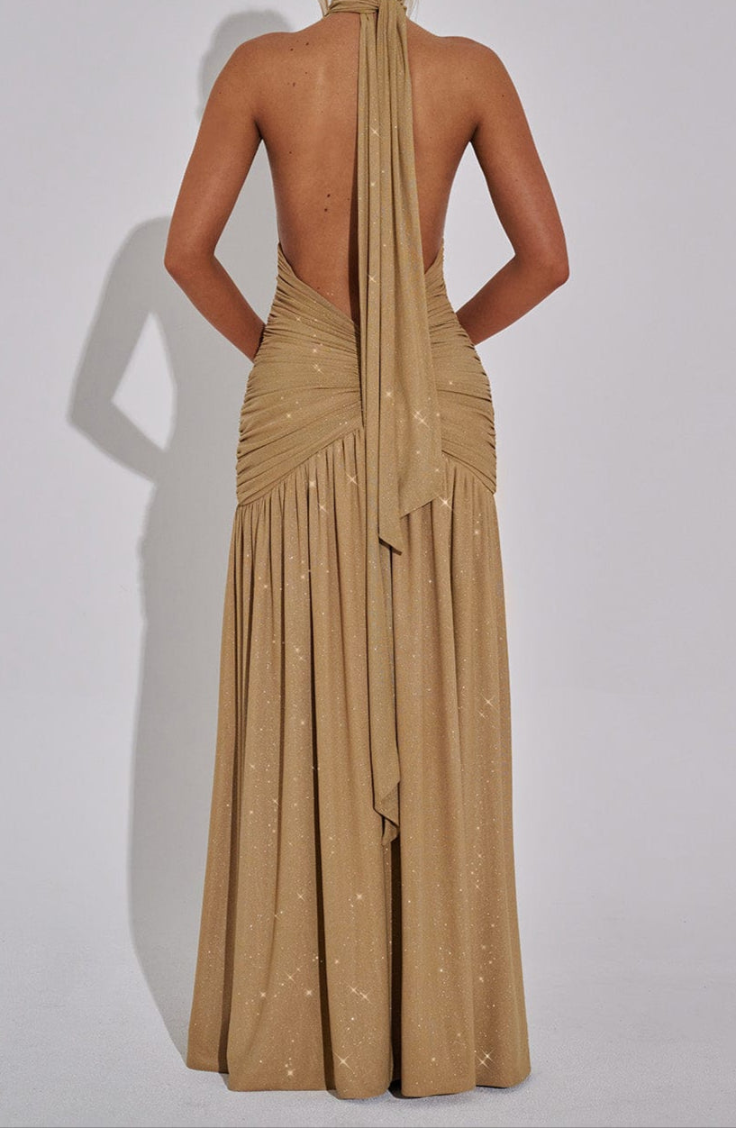 Aitana Maxi Dress - Gold Sparkle Natrosa Aitana Maxi Dress - Gold Sparkle Natrosa