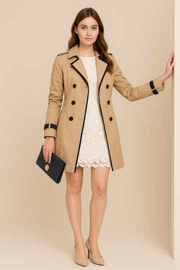 Women's Contrast Trim Trench Coat | Slim