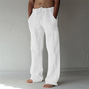 Men's Summer Long Linen Pants | with Drawstring